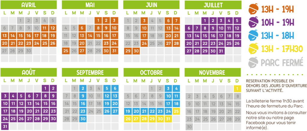 Horaires Base de Loisirs de l'Etang - 2026